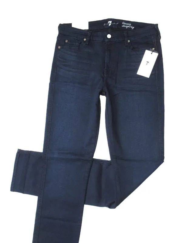 NWT 7 For All Mankind Kimmie Straight Leg in Rich Blue Slim Illusion Jeans 32 - Image 2