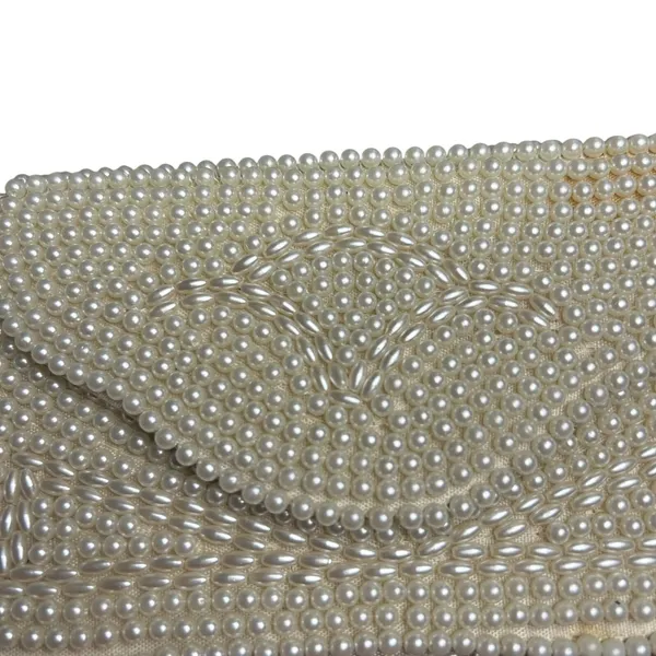 VTG 50s Pearl Beaded Clutch Japan White Evening Bag Glam Coquette Bridal Wedding - Image 16