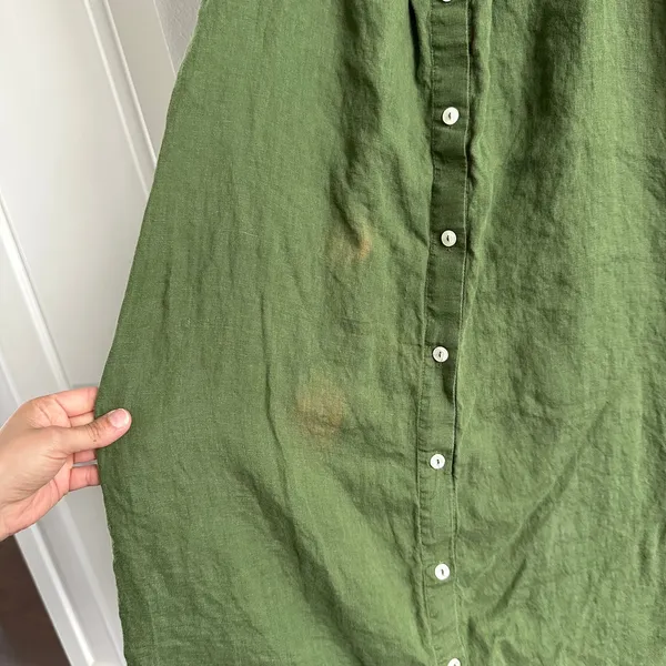SLEEPER Brigitte Button Down Olive Green Midi Dress in Size Small - Image 2