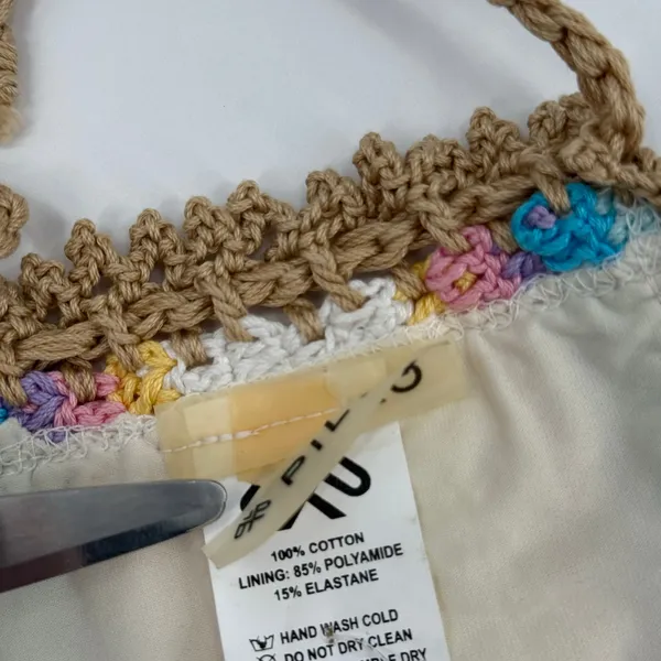PILYQ PQ SWIM Bikini Top Size Small NWT Romance Crochet Triangle Halter Rainbow - Image 10