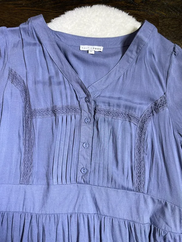 Baltic Born Hannah Dusty Blue Midi Boho Lace Dress Large - Image 6