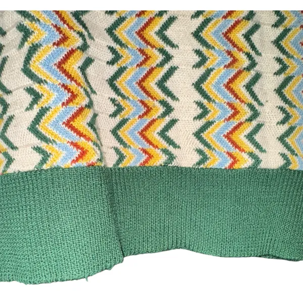 Vintage Jacques Gilles Wool Rainbow Chevron Cardigan Medium Retro 70s Italy Flaw - Image 7