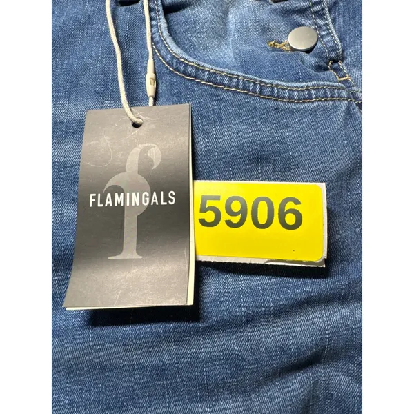 Flamingals Womens Denim Overalls XL Medium Wash Straight Leg Carpenter 80498 NEW - Image 7