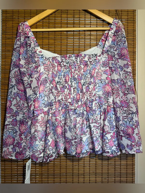NWT French Connection Fotini Hallie Floral Peplum Blouse M $78 - Image 11