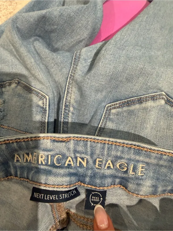 American Eagle Outfitters Light Blue Distressed Flare Jeans - Image 3