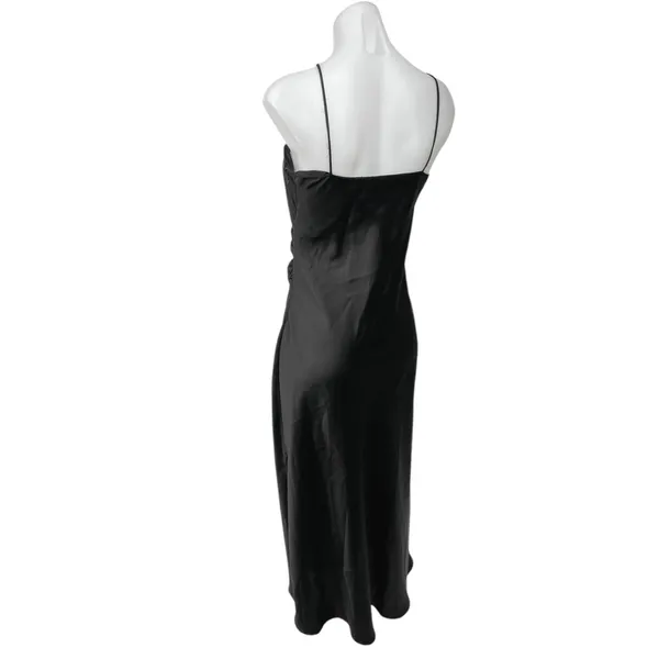 Zara Black Silk Satin Spaghetti Strap Cami Camisole Midi Tank Slip Dress Size M - Image 7