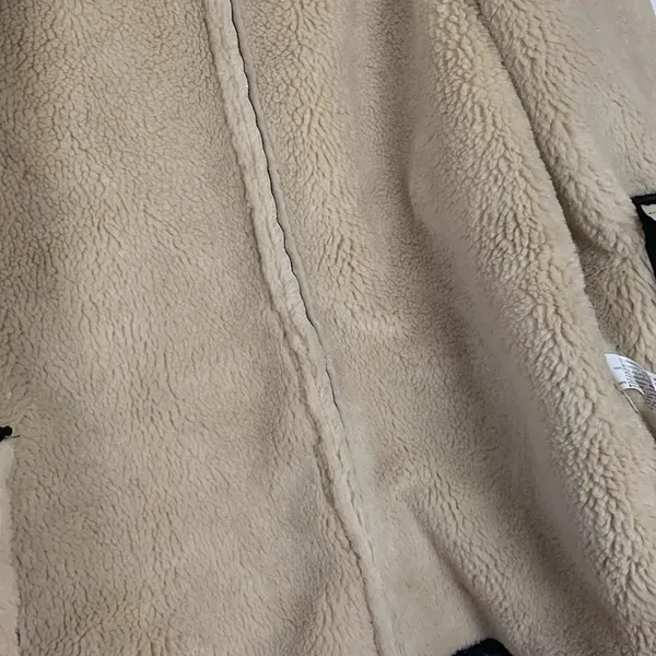 Zara womens large faux leather faux sheapling jacket pleather coat cold - Image 11