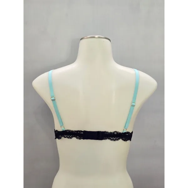 Blue Romantic Boudoir Bridal Cottage Lingerie Feminine Floral Lace Bra Small - Image 2