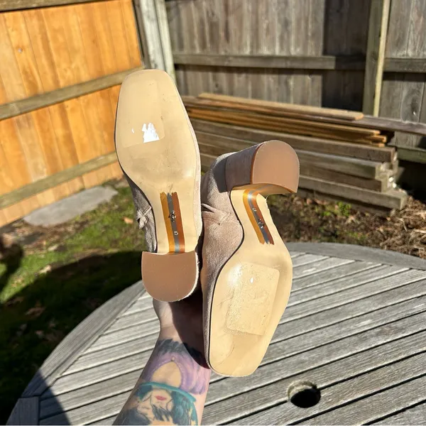 SAM EDELMAN Womens Beige Heel Fawn Toe Block Heel‎ Leather Booties size 5 - Image 8