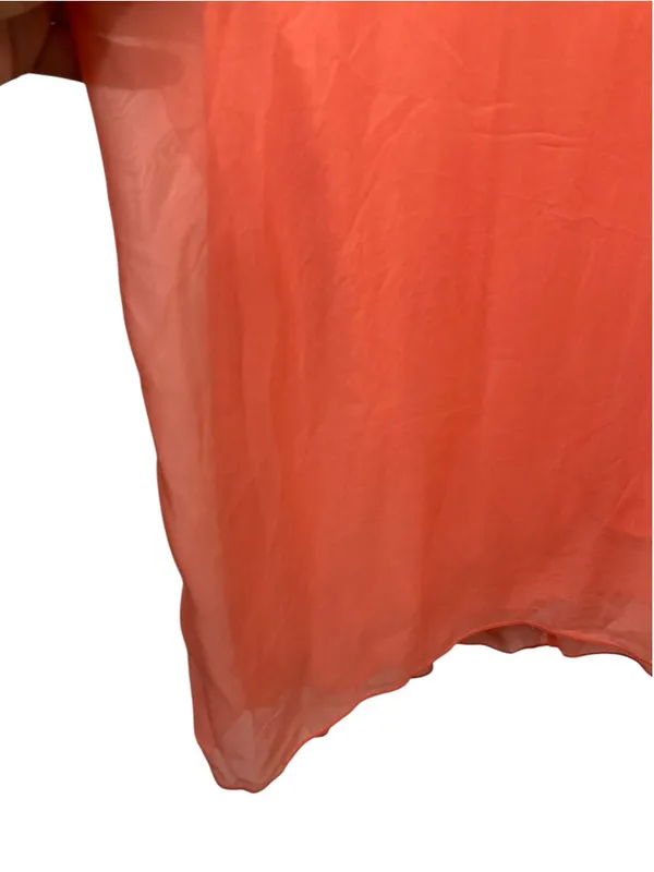 Tommy Bahama Lanai Breeze Double Layer Chiffon Tunic Dress M Coral Pink Tassel - Image 9