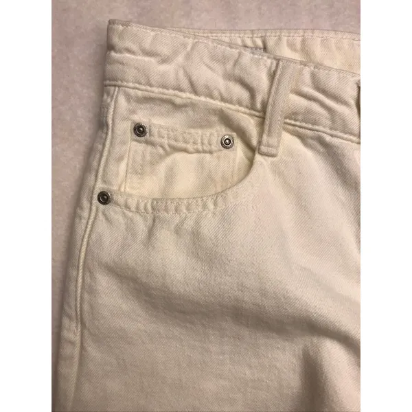 Zara White Flare Wide Leg Cargo Jeans Womens Size 2 High Rise 100%‎ Cotton - Image 6