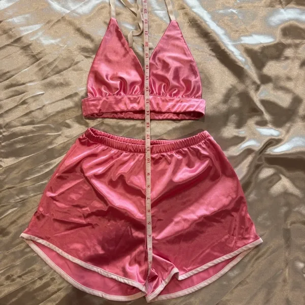 Pink Satin Short Set - Image 4