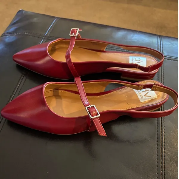 DV by Dolce Vita Red Pointed Toe Mary Jane Flats - Image 3