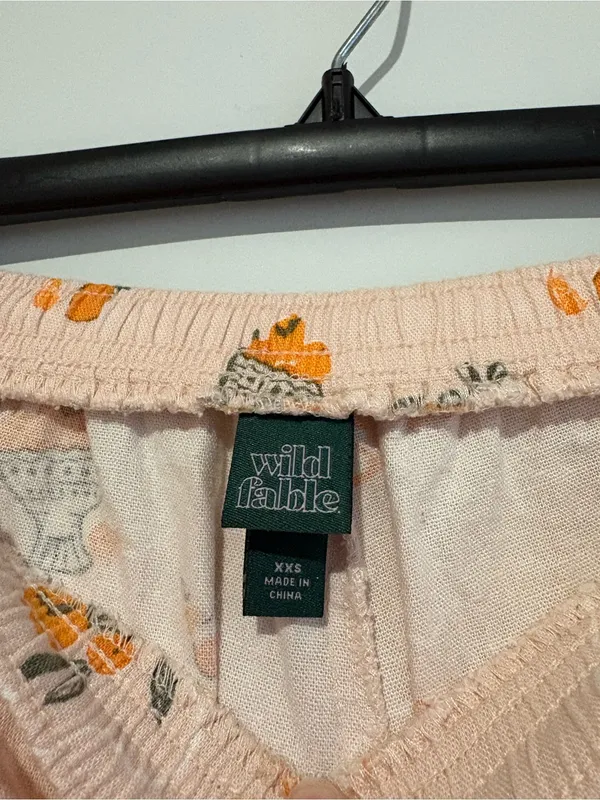 Wild fable linen blend orange print Bella Via wide leg pull on pants‎ pink XXS - Image 6