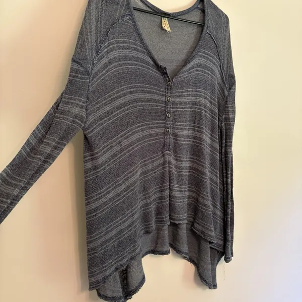 We the Free Top Blouse‎ XS Striped Knit Raw Hem Slouchy Beachy Oversized Boho - Image 2