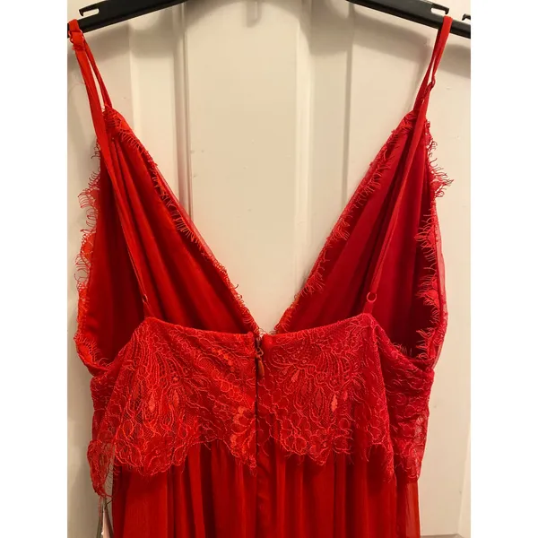 Lulus Red Lace Tiered Maxi Dress Small NWT Sleeveless V-Neck Formal Gown - Image 5