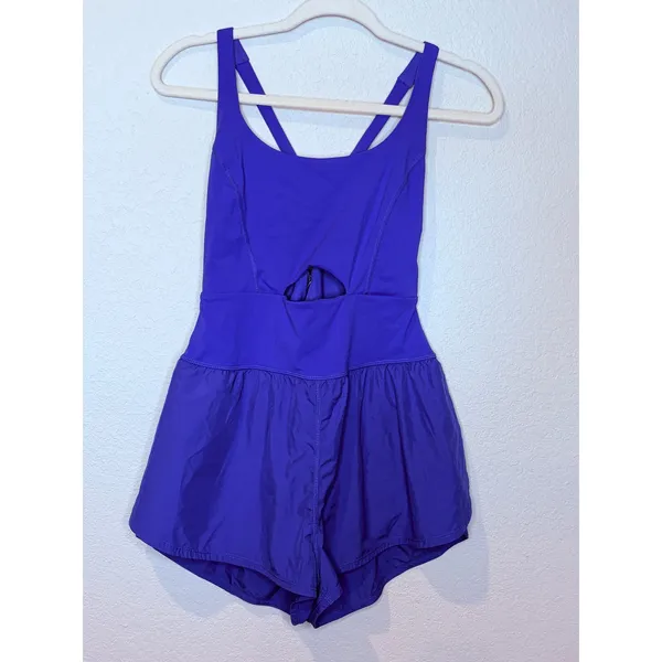 Free People Movement Blue Violet Cutout Active Romper Size S - Image 2