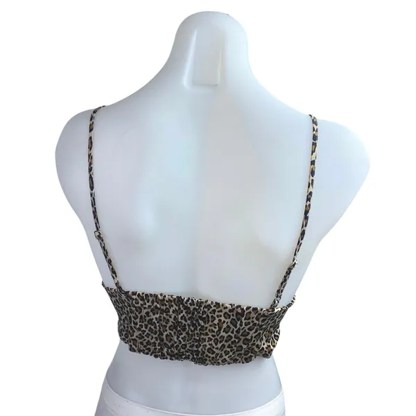 Zara Beige Black Leopard Animal Print Sleeveless Cami Camisole Crop Top Size S - Image 2