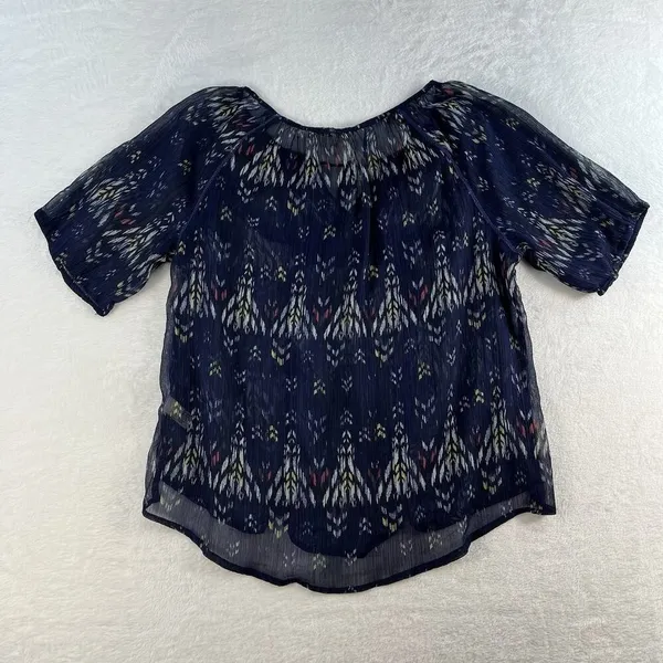 Y2K Mudd L Large Top Sheer Aztec Graphic‎ Whimsygoth Fairy Boho Grunge Women's - Image 11