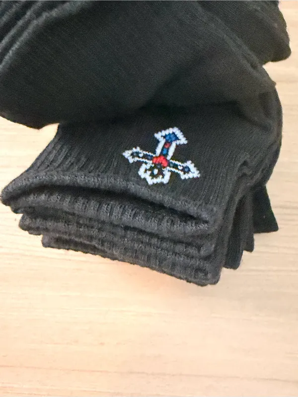 Ed Hardy Black Crew Socks with Rose Embroidery -10 Pack - Image 3