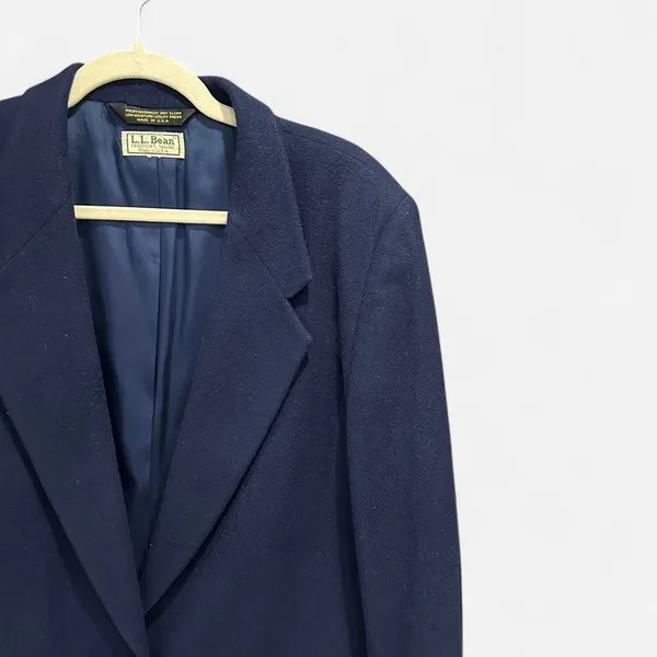 Vintage L.L. Bean Navy Wool Blazer Oversized Made in USA Classic Preppy - Image 6