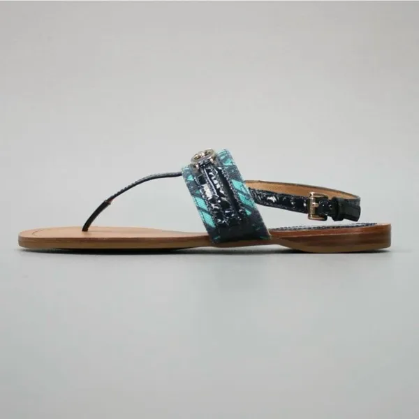 ✨Coach Ladies Sammy Turquoise Blue Zebra Ankle Strap Sz 9 Sandals✨ - Image 4