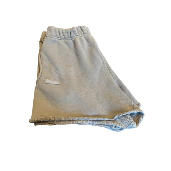 SET ACTIVE Fleece Sweat Shorts Taupe Beige Raw Hem Lounge Athletic Shorts Size L - Image 5