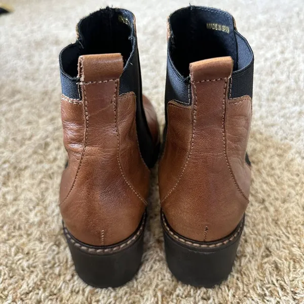 Anthropologie Stompy Chelsea Ankle Pull On Brown‎ Leather Boots Size 37/US6.5-7 - Image 6