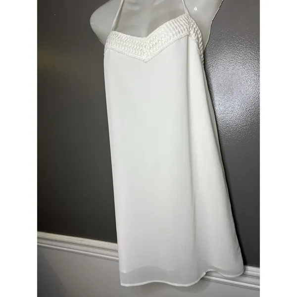 Naked Zebra Dress Womens Medium White Crochet Sweetheart Strappy Slip Sundress - Image 5