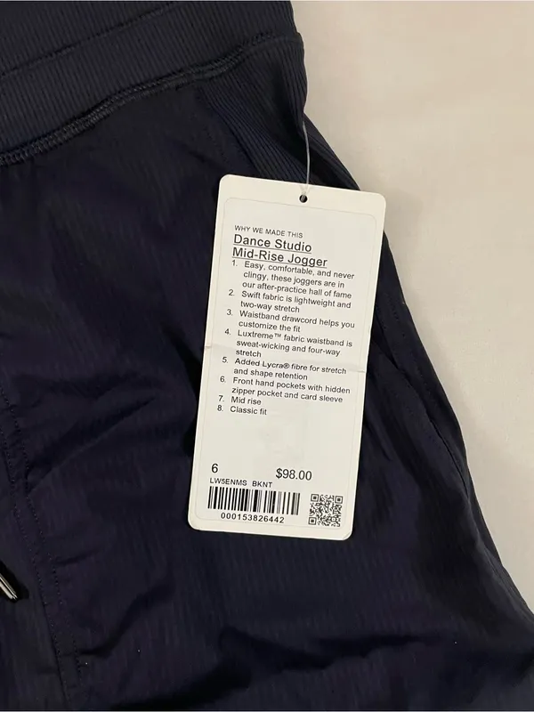 Lululemon NWT Dance Studio Mid Rise Black Night Jogger Size 6 - Image 9