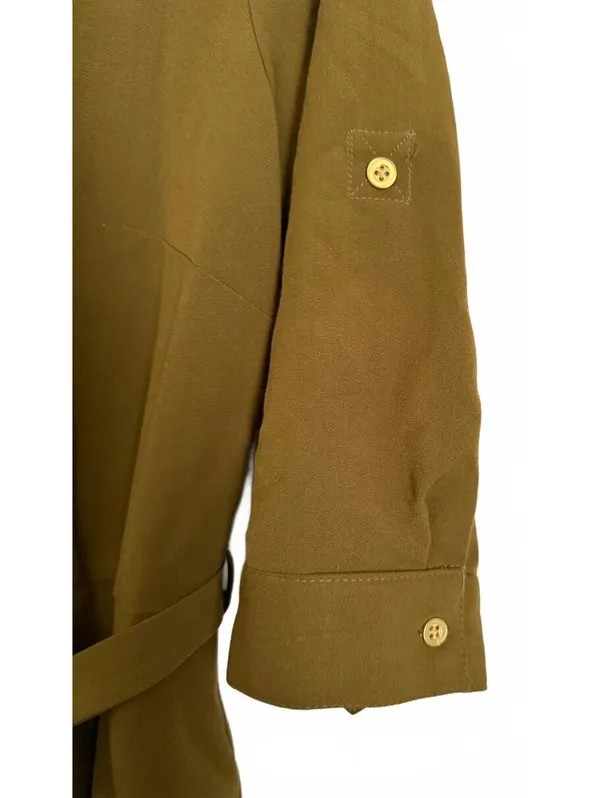Sharagano NEW Women's Shirt Dress Size 6 Olive Green Classic City Office Preppy - Image 4
