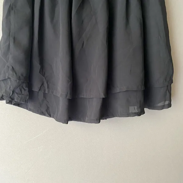H&M Size 4 Black Mini Skirt Layered Chiffon Flowy Skater‎ A-Line Casual Classic - Image 6
