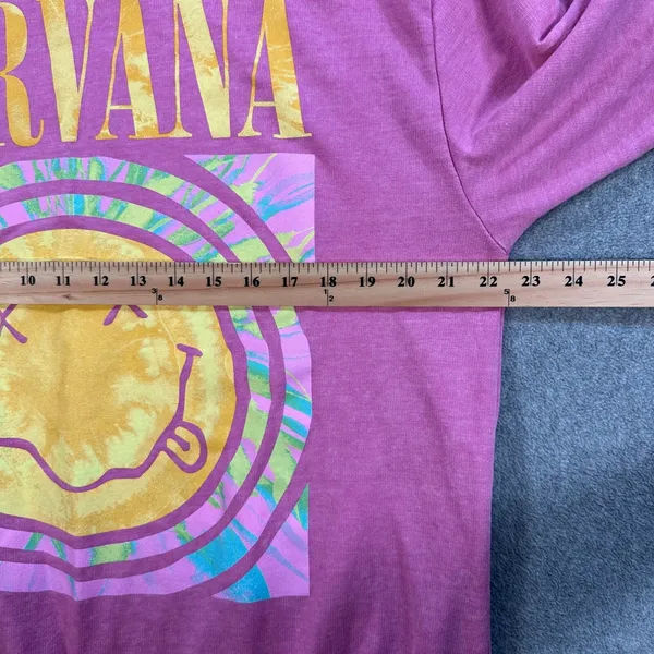 Nirvana Smiley Graphic Print Pullover Sweatshirt Women’s X-Large Pink - Image 3