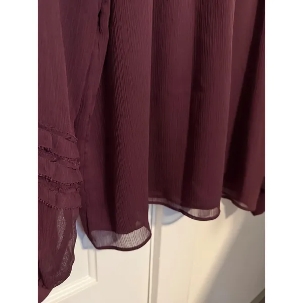 Ann Taylor Purple Crinkle Chiffon Ruffle Long Sleeve Blouse Size L - Image 12