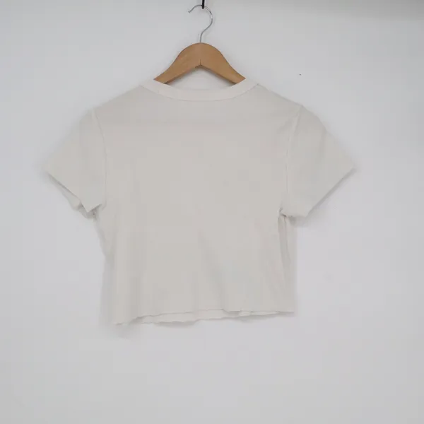 Old Navy Womens White Ribbed Knit Short Sleeve Crew Neck Crop Top Size M - Image 3
