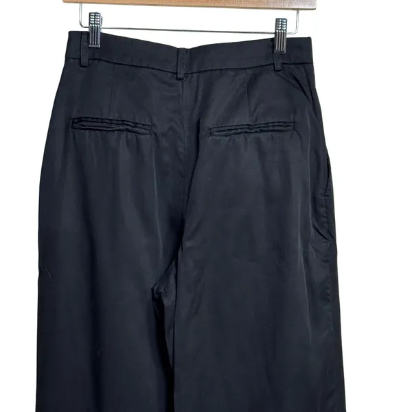 Reformation‎ manson Black Pleated Wide Leg Trousers Pants Size 4 - Image 4