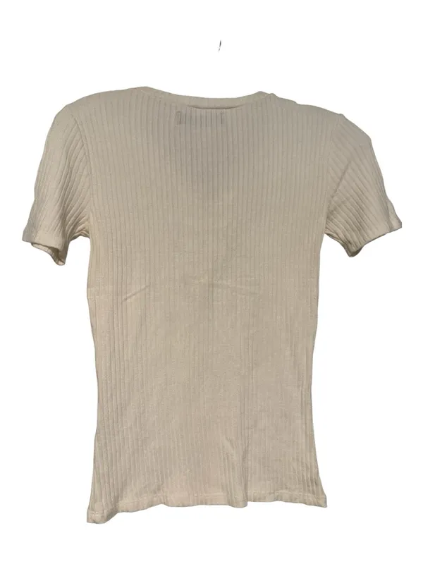 Reformation White Ribbed Lace-Up Tie Front Top Size Small - Image 3