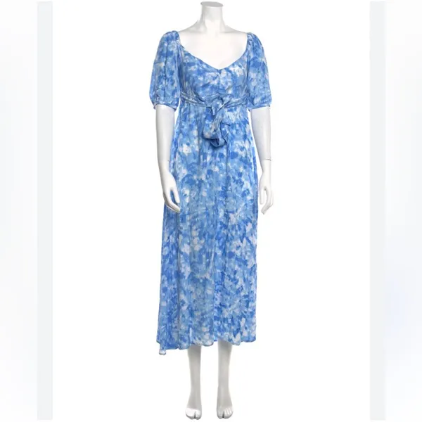 Faithfull the Brand Charlize Midi Dress in Blue Roos Tie Dye Cloudscape Size S - Image 3