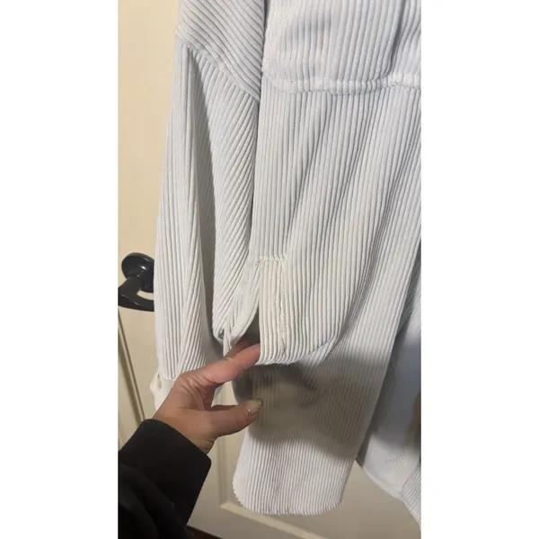 Ashley by 26 International Duster Shirt Jacket Long‎ Light Gray Corduroy Large - Image 8