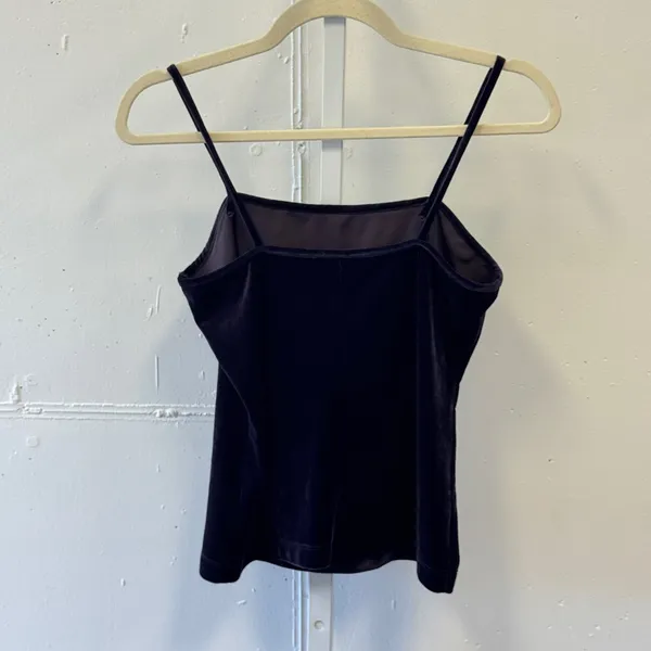 Vintage BCBGMaxAzria Velvet Camisole Purple Spaghetti Strap Tank Top EV1162 Med - Image 2