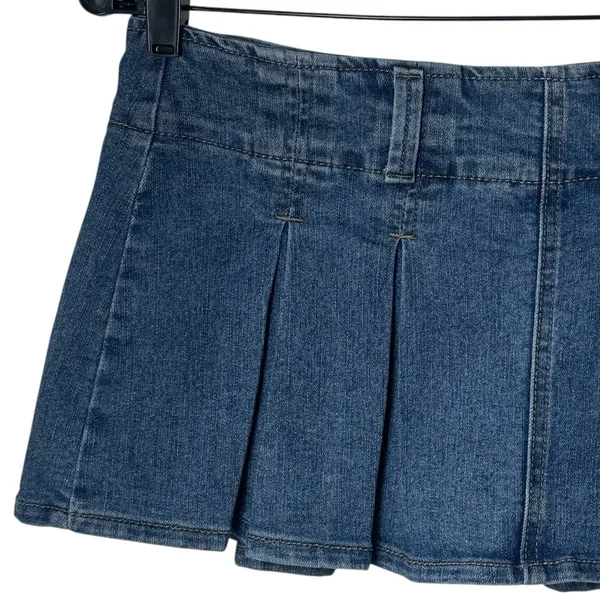 Y2K Almost Famous‎ Micro Mini Denim Pleated Skort Low Rise Grunge Skater S - Image 4