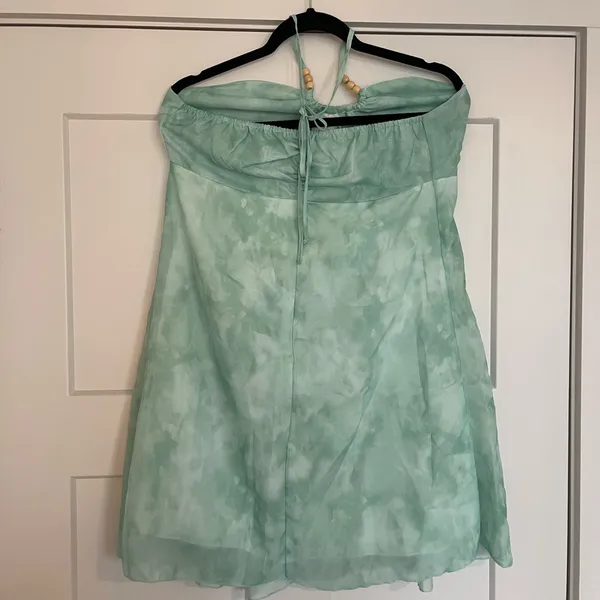 Green Halter Dress with Beaded Neckline - Image 3