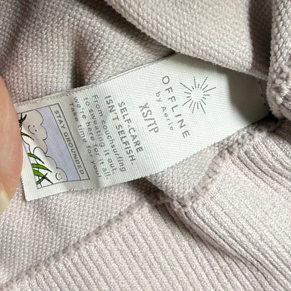 OFFLINE by Aerie Womens XS Seamless Short Sleeve Crop‎ Top Taupe Mauve xGS52G62 - Image 3