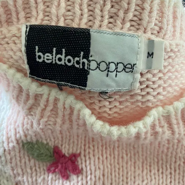 Vintage Light Blush Pink Boho Coquette Knitted Knit Shortsleeve Sweater Top M - Image 7