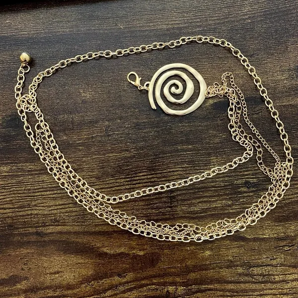 Gold Y2K Spiral Swirl Draped Layered Chain Belt, Fits 16-44 Inches, X7GA1405 - Image 6