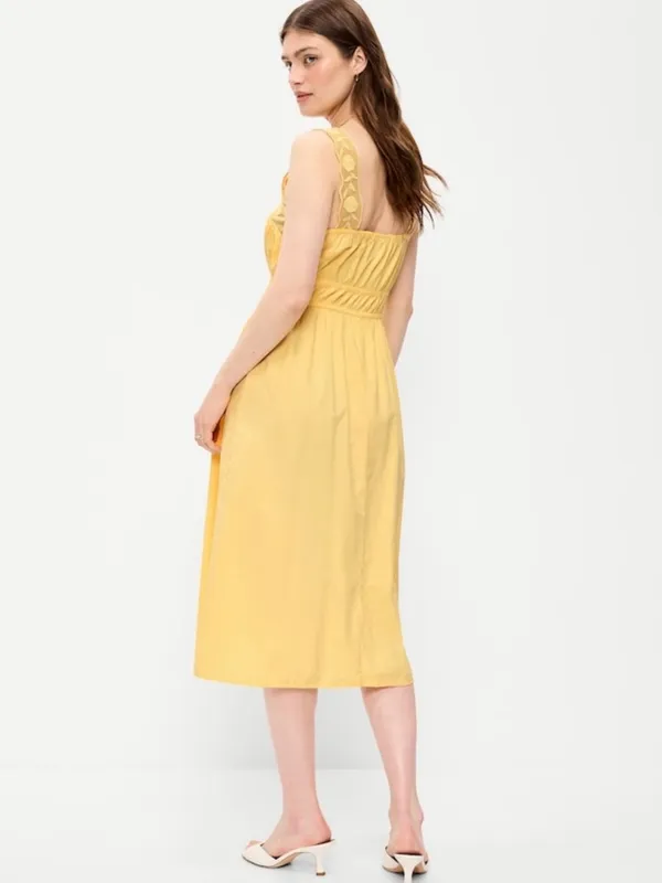 Old Navy Yellow Coquette Cottagecore Smocked Midi Dress - Image 2