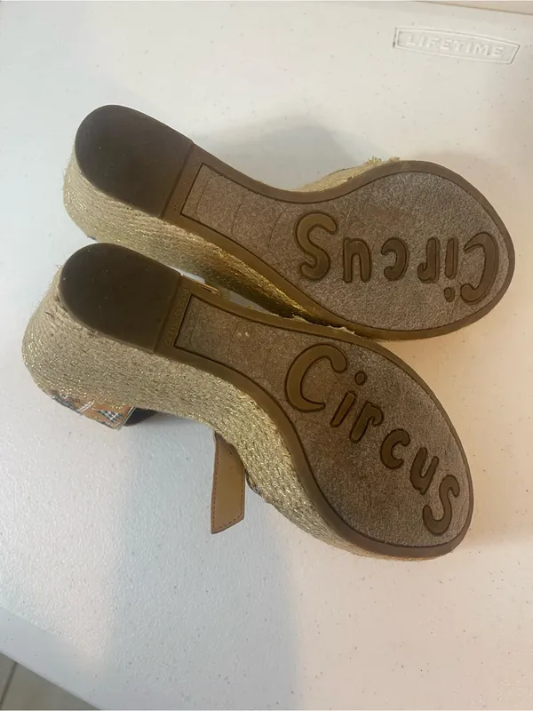 Circus by Sam Edelman Tan Multicolor Embroidered Espadrille Wedges - Image 7