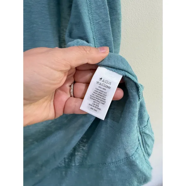 Tahari Women Blue 100% Linen Open Front Hooded Cardigan Sweater Small - Image 3