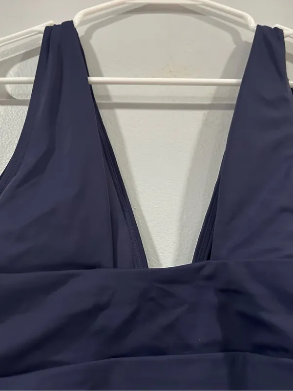 Andie The Mykonos One Piece Plunge Neck Swimsuit Navy Small S NWOT - Image 4