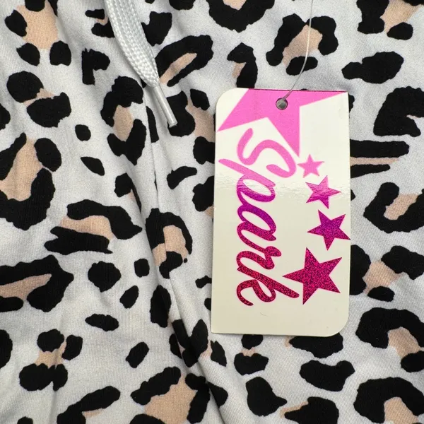 Spark Leopard Print Jogger Pants White Black Tan Animal Print L-586‎ S/M NWT - Image 4